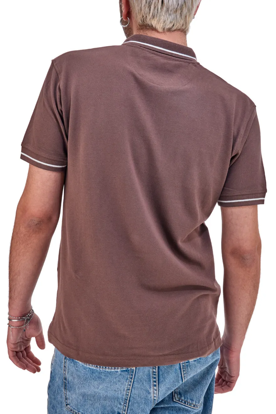 Polo Mezza Manica Marrone US Golf Club 1349