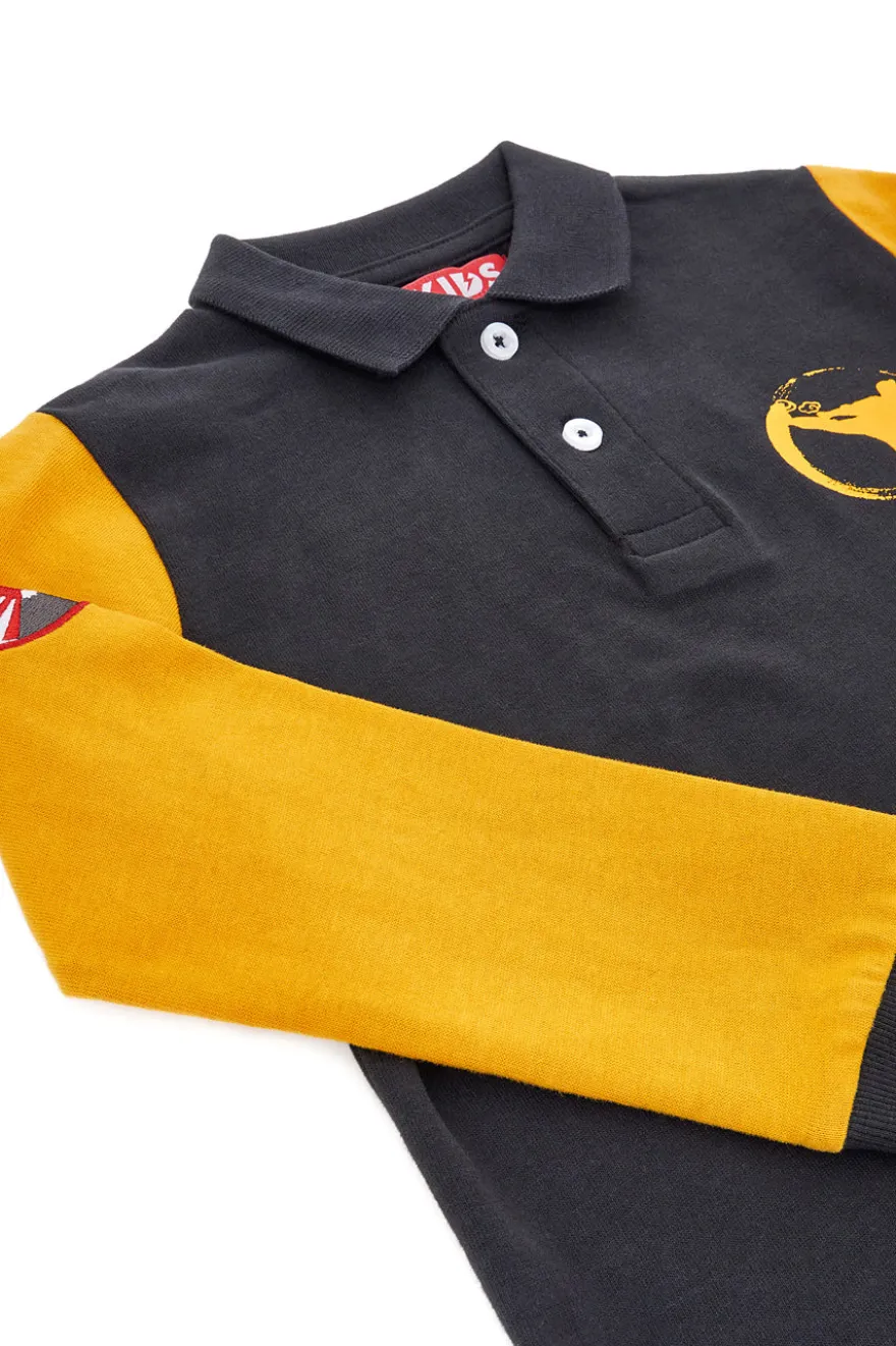 Polo nera con maniche gialle a contrasto Pitt Kids PT-PL-8011