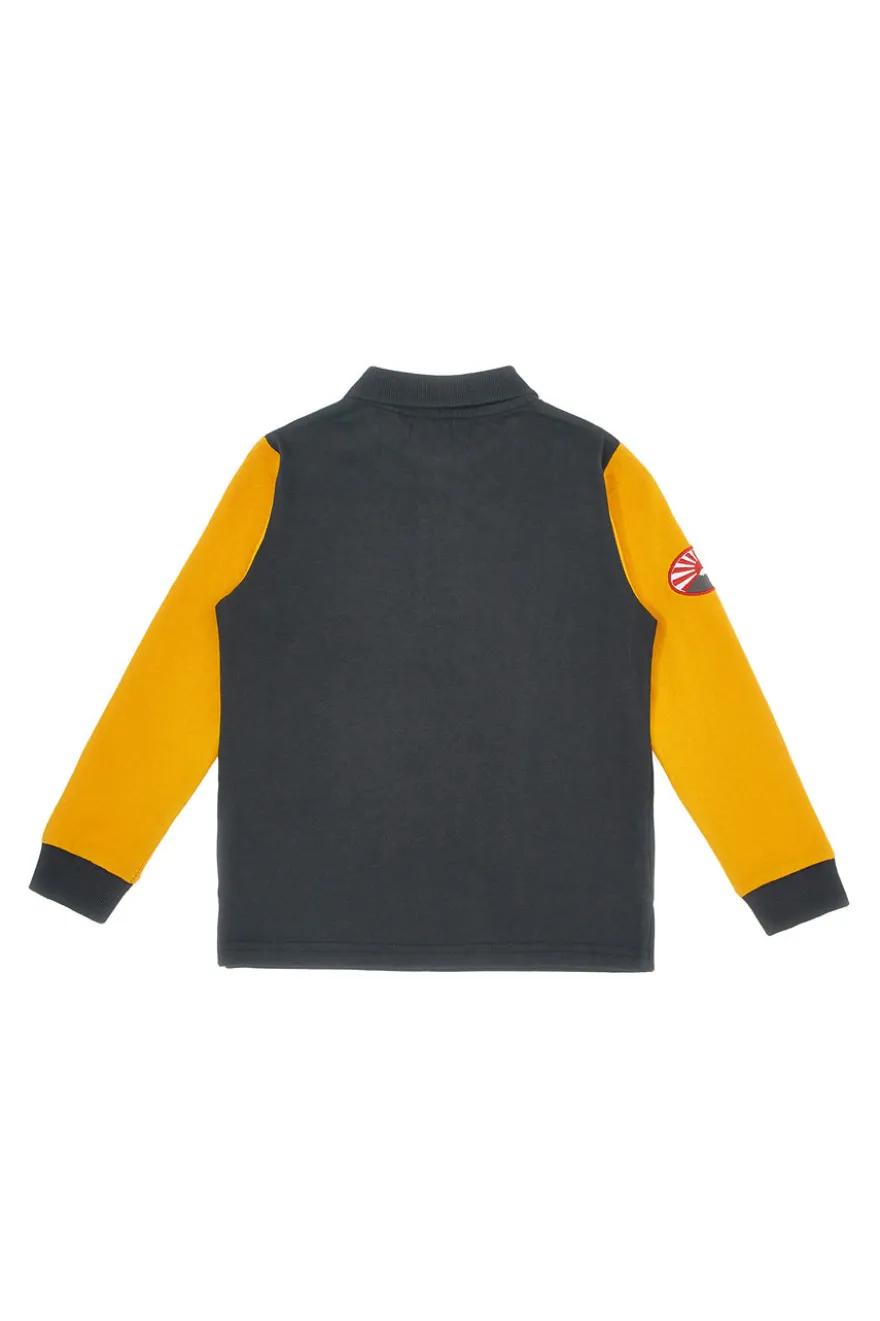 Polo nera con maniche gialle a contrasto Pitt Kids PT-PL-8011