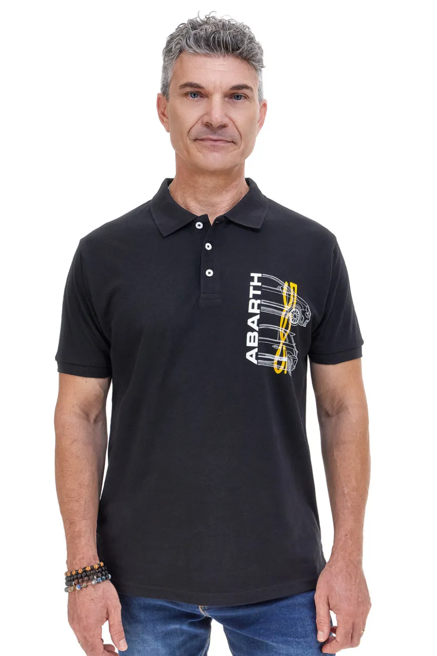Polo nera con stampa grafica Abarth AH24SS153