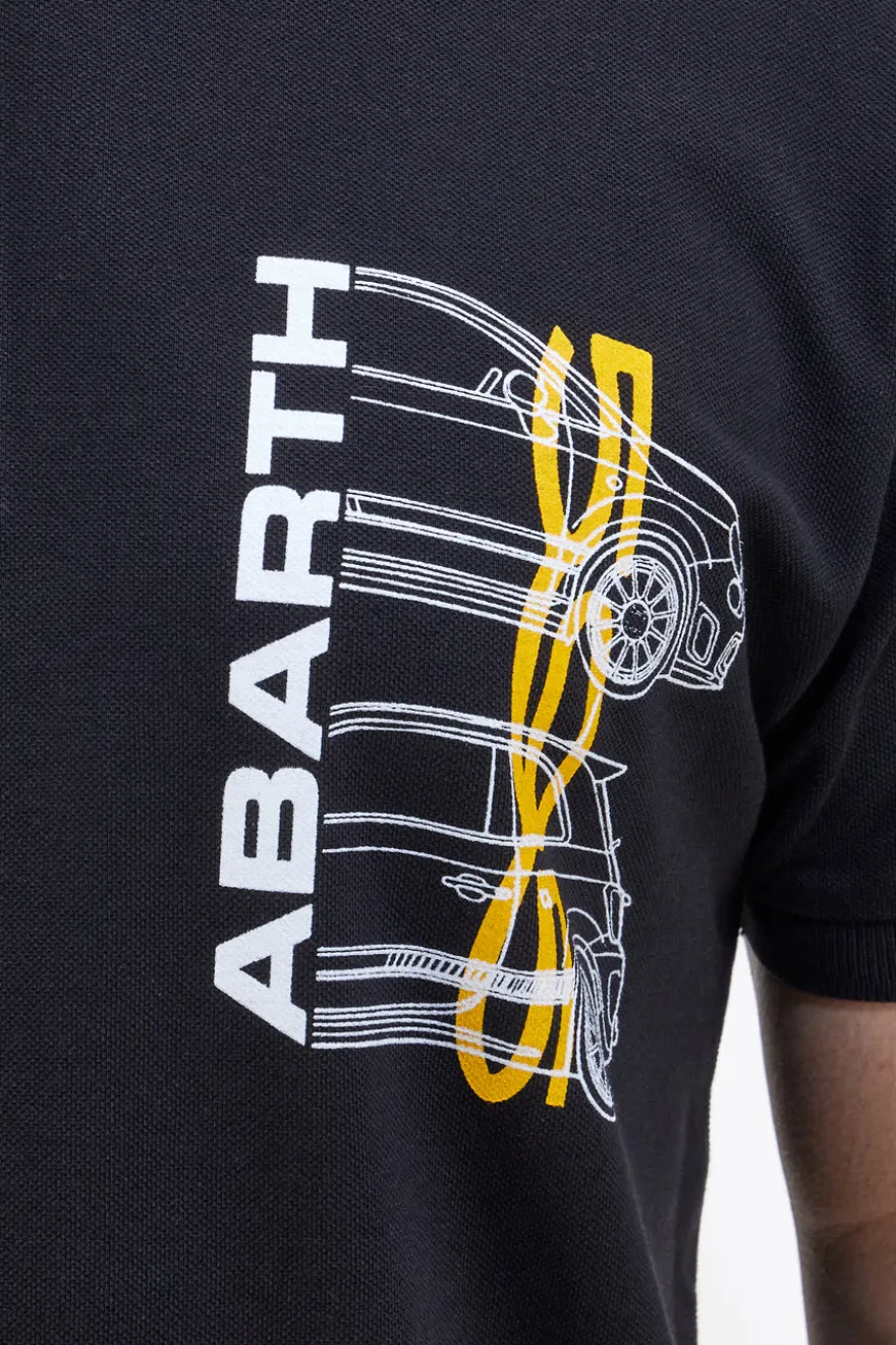 Polo nera con stampa grafica Abarth AH24SS153