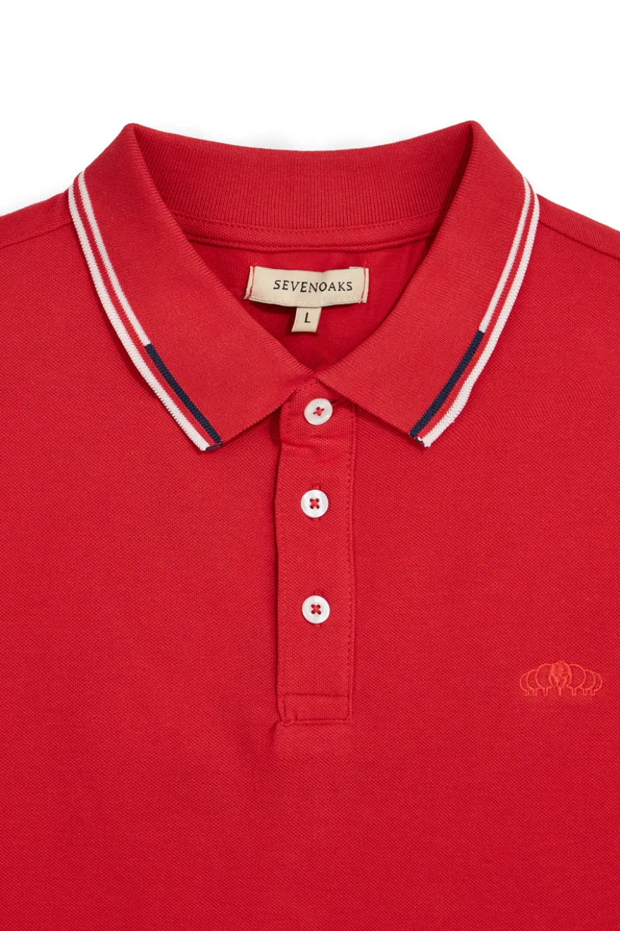 Polo rosso collo con bottoni Sevenoaks NBY6116