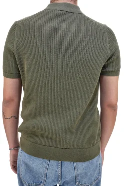 Polo verde in maglia a costine U.S. Grand Polo US51228M
