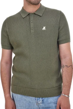Polo verde in maglia a costine U.S. Grand Polo US51228M