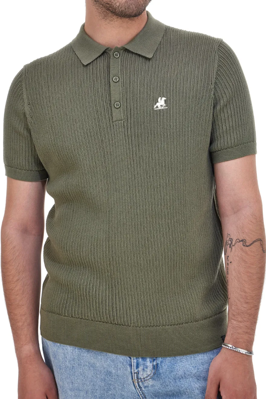 Polo verde in maglia a costine U.S. Grand Polo US51228M