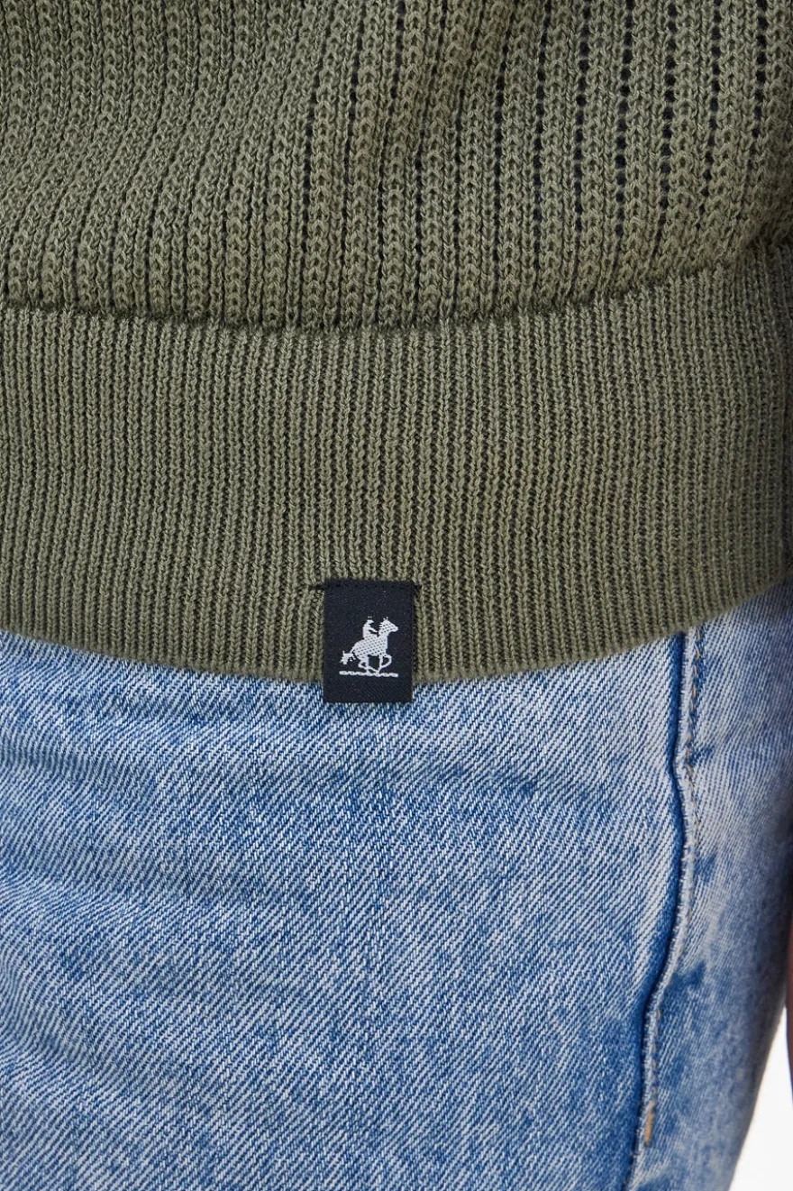 Polo verde in maglia a costine U.S. Grand Polo US51228M