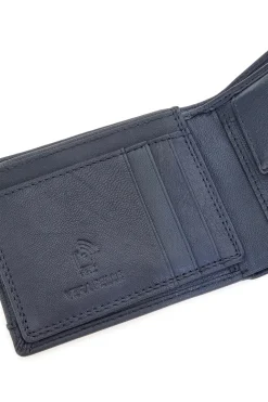 Portafoglio blu in vera pelle con protezione RFID Lancetti LL25W-768-44
