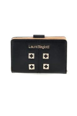 Portafoglio Compatto Nero con Borchie Geometriche Dorate Laura biagiotti LB26S-510-008