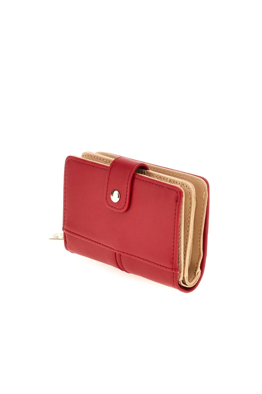 Portafoglio Compatto Rosso con Logo Dorato Lancetti LL26S-509-8