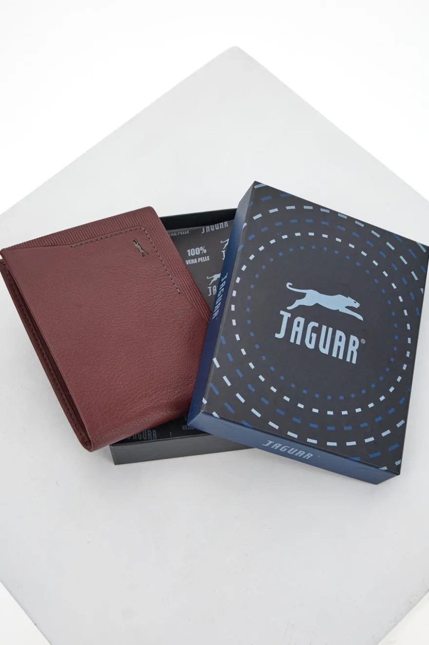 Portafoglio da Uomo Vino In vera pelle Jaguar PF827-1