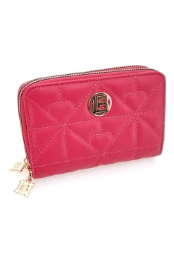 Portafoglio fucsia con impunture a cuore e doppia zip Laura Biagiotti LB25W-502-006