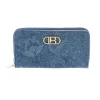 Portafoglio Lungo Blu con Texture Floreale e Zip Laura biagiotti LB26S-506-67