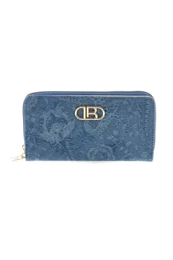 Portafoglio Lungo Blu con Texture Floreale e Zip Laura biagiotti LB26S-506-67