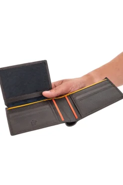 PORTAFOGLIO MARRONE SCURO CON DETTAGLI COLORATI LANCETTI CHASE
