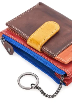Portafoglio multicolore con zip e portachiavi Naj-oleari 1938