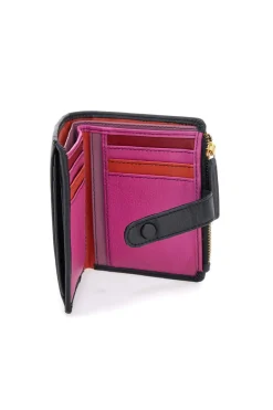 Portafoglio nero con zip e portacarte integrato in vera pelle Naj-Oleari 2521/RW3