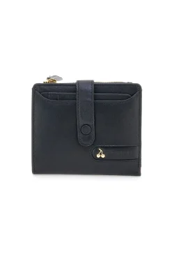 Portafoglio nero con zip e portacarte integrato in vera pelle Naj-Oleari 2521/RW3