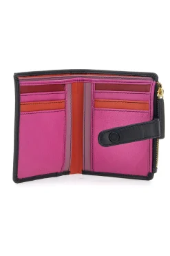 Portafoglio nero con zip e portacarte integrato in vera pelle Naj-Oleari 2521/RW3