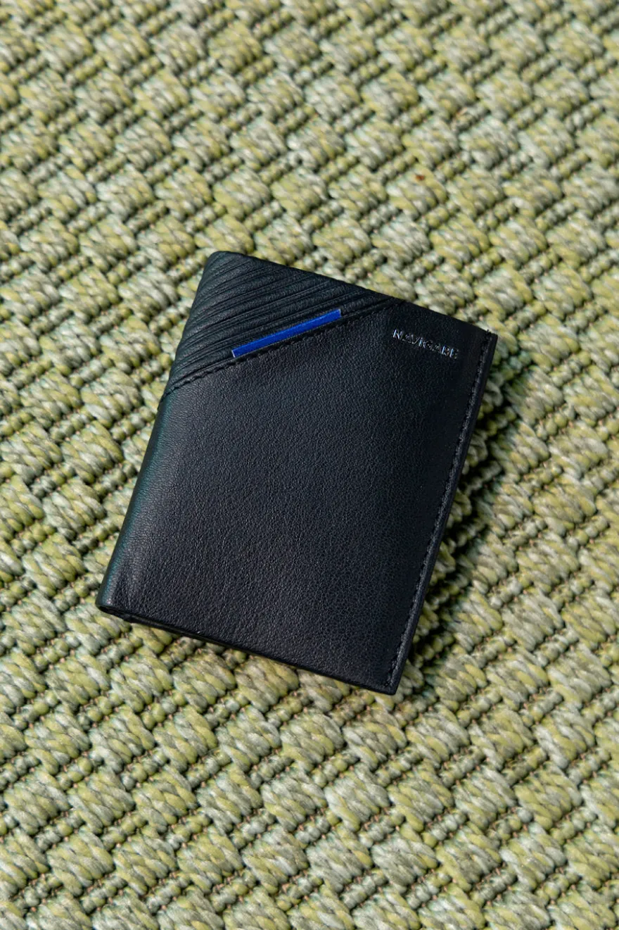 Portafoglio nero in vera pelle con porta carte Navigare PF881-94