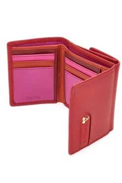 Portafoglio rosso multitasche in vera pelle Naj-Oleari 2047/RW3