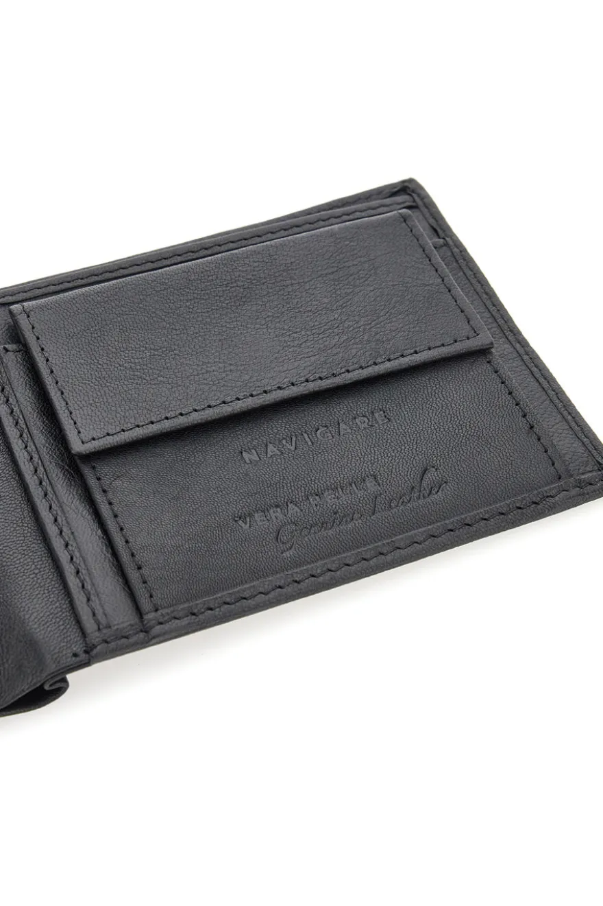 Portafoglio Slim Nero In vera pelle Navigare PF828