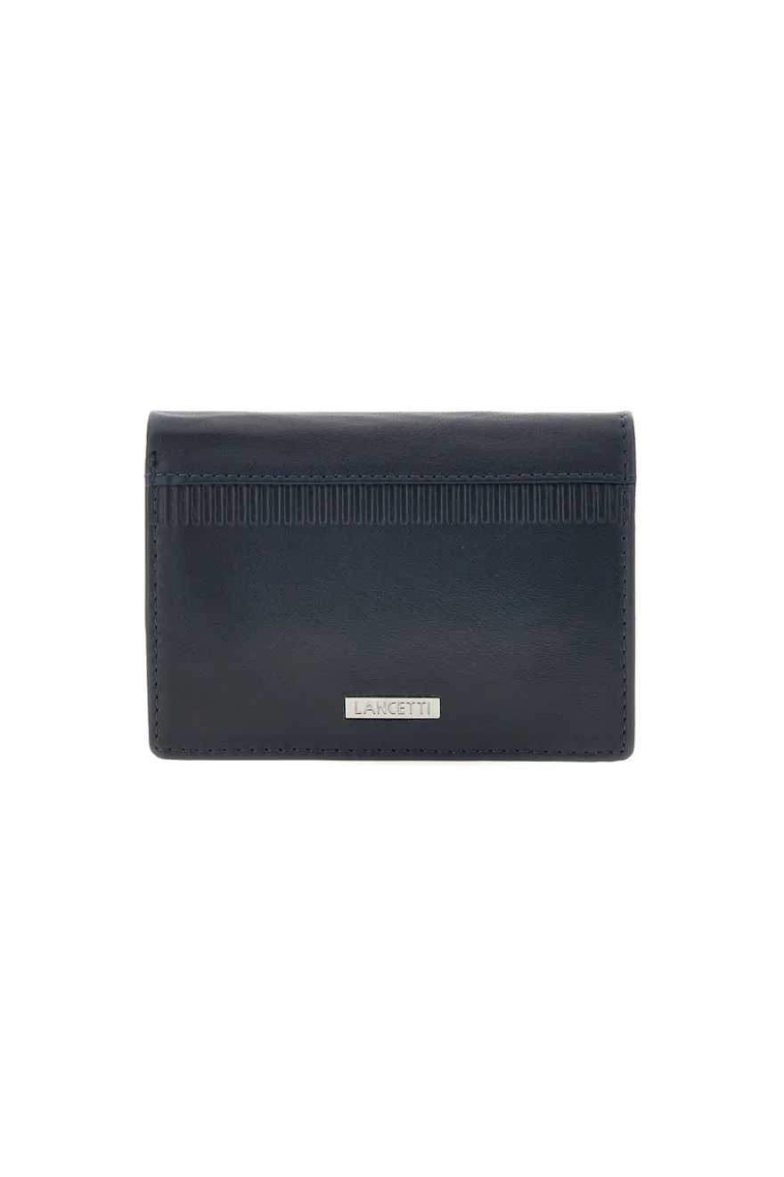 Portafoglio Verticale Blu Navy in Pelle con Protezione RFID Lancetti LL26S-766-72