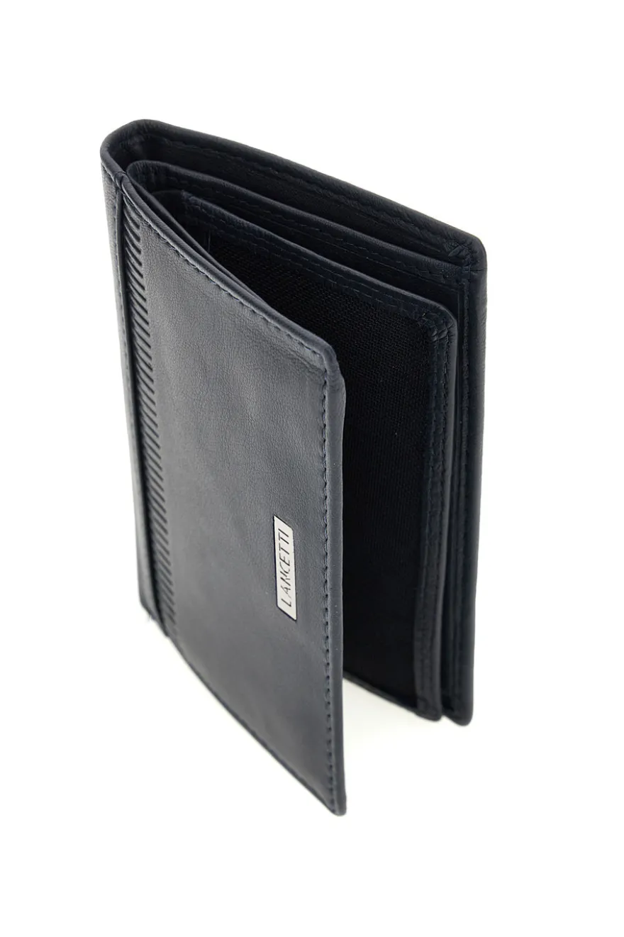 Portafoglio Verticale Blu Navy in Pelle con Protezione RFID Lancetti LL26S-766-72