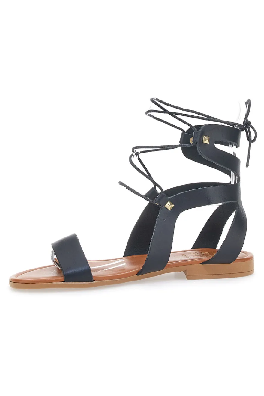 Prima Riga 402 Schnürsandalen Schwarz