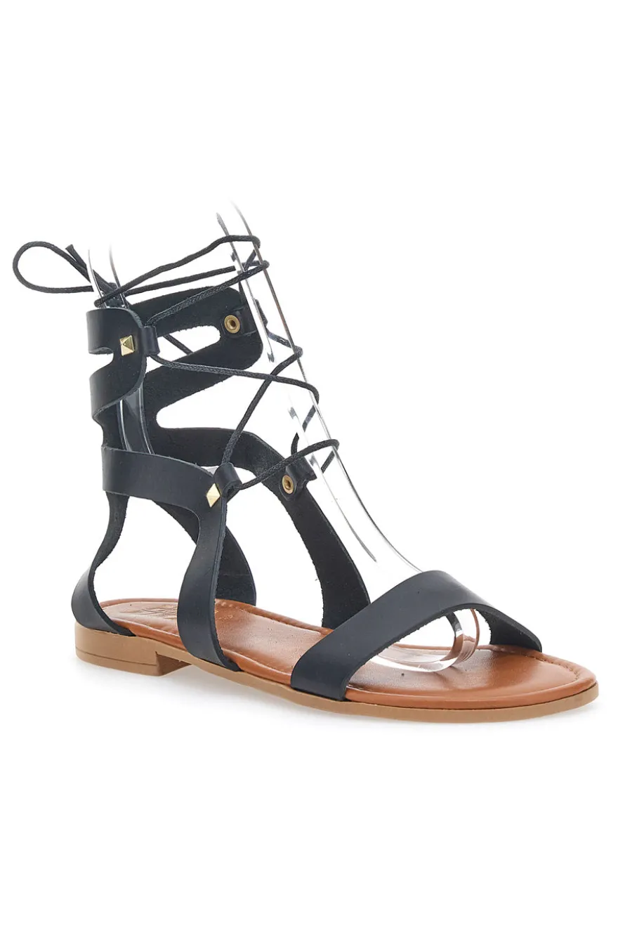 Prima Riga 402 Schnürsandalen Schwarz