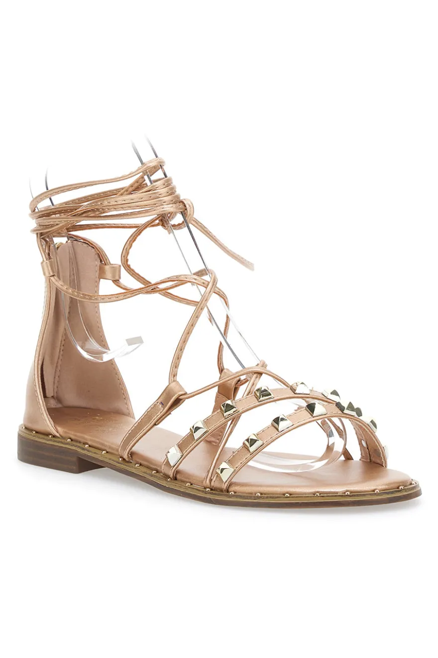 Prima Riga 1531 Schnürsandalen in Rosa und Gold