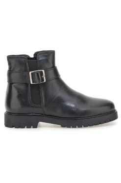 Prima Riga A04GAUDI Schwarze Stiefeletten mit seitlicher Schnalle