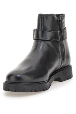 Prima Riga A04GAUDI Schwarze Stiefeletten mit seitlicher Schnalle