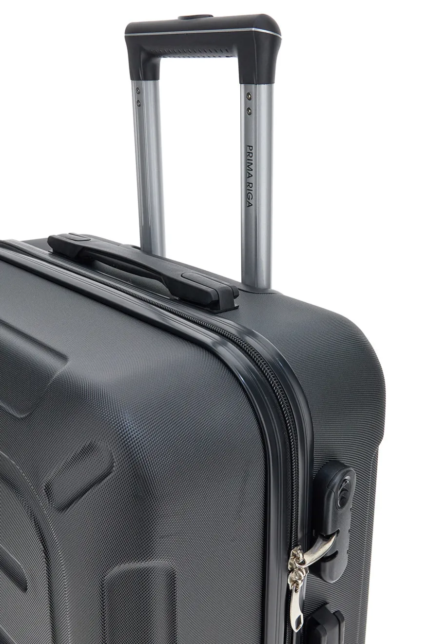 Prima Riga PR161/M Mittlerer schwarzer Hartschalen-Trolley mit Schwenkrädern