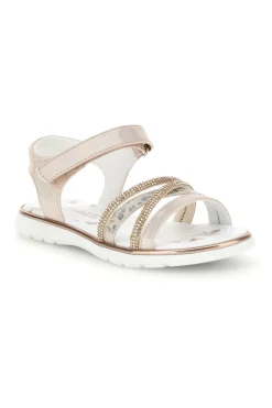 Puderfarbene Sandalen mit hellem Band und Riemen Thank you girl 15101