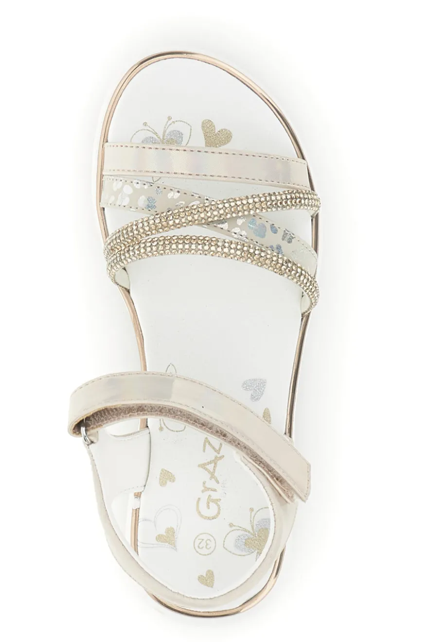 Puderfarbene Sandalen mit hellem Band und Riemen Thank you girl 15101