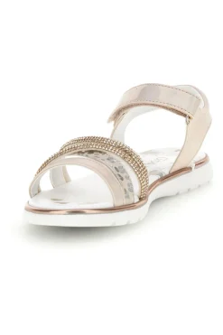 Puderfarbene Sandalen mit hellem Band und Riemen Thank you girl 15101