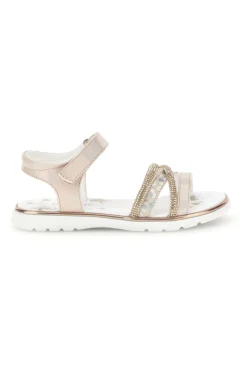 Puderfarbene Sandalen mit hellem Band und Riemen Thank you girl 15101
