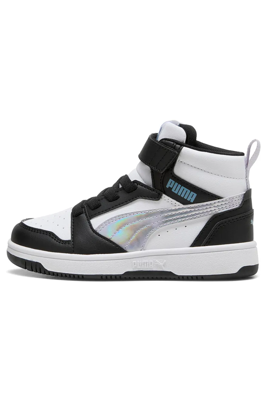 Puma – Rebound V6 Mid Space Belle AC+PS – Hohe Sneakers in Schwarz und Weiß