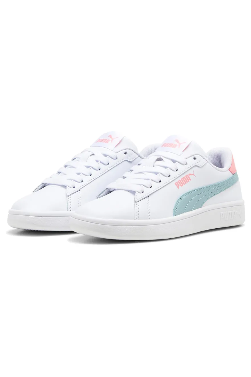 Puma – Smash 3.0 L Jr – Weiße und blaue Turnschuhe