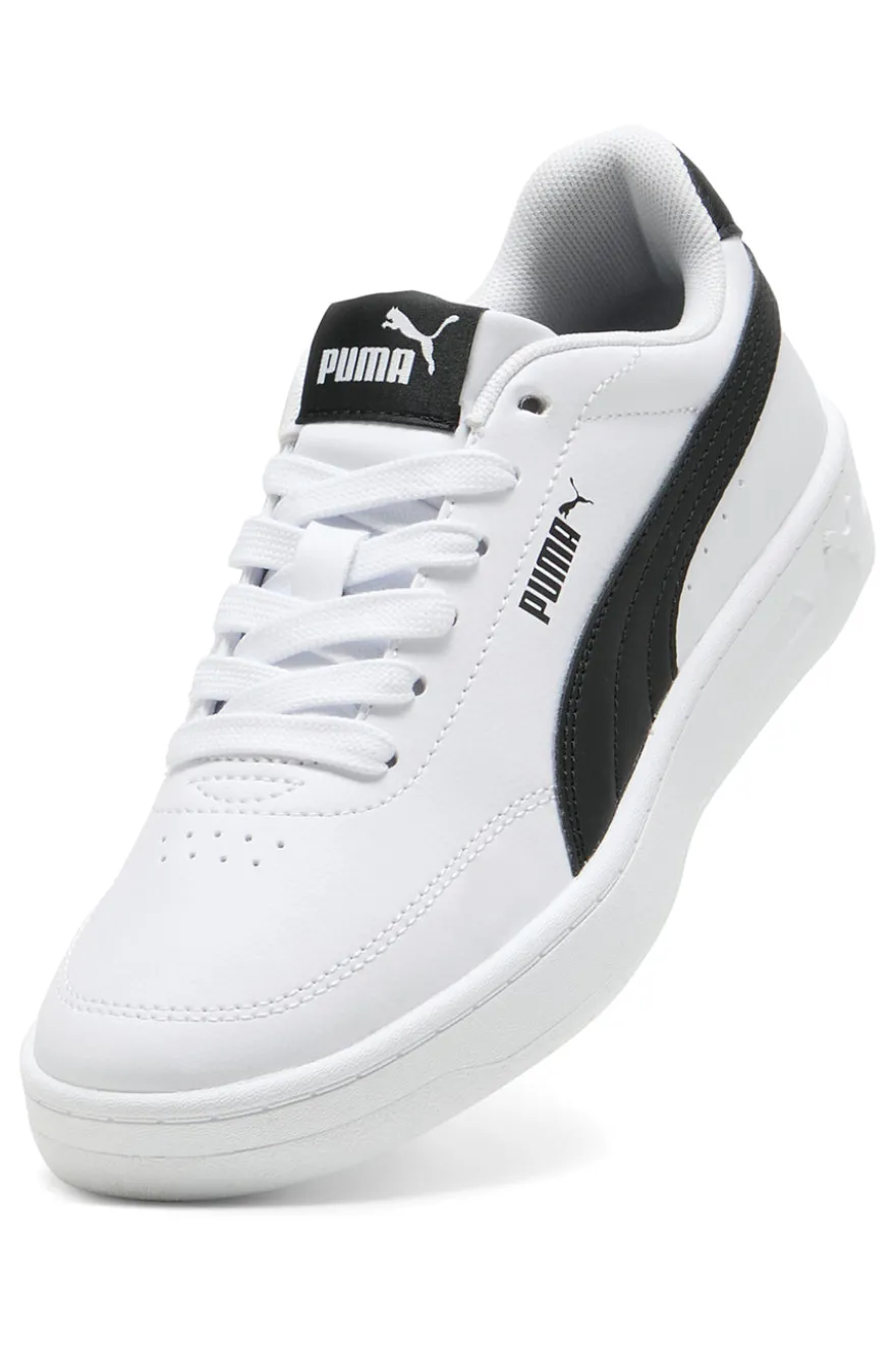 Puma Court Classic Clean Jr. Weiße Sneaker mit schwarzen Details