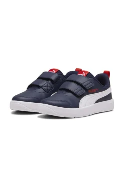 Puma Courtflex V3 V PS Blau und Weiß Turnschuhe
