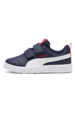 Puma Courtflex V3 V PS Blau und Weiß Turnschuhe