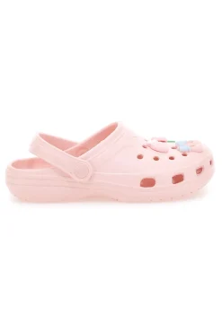 Rosa Clog-Hausschuhe mit Schmetterlings- und Blumenapplikationen 2T2L 726