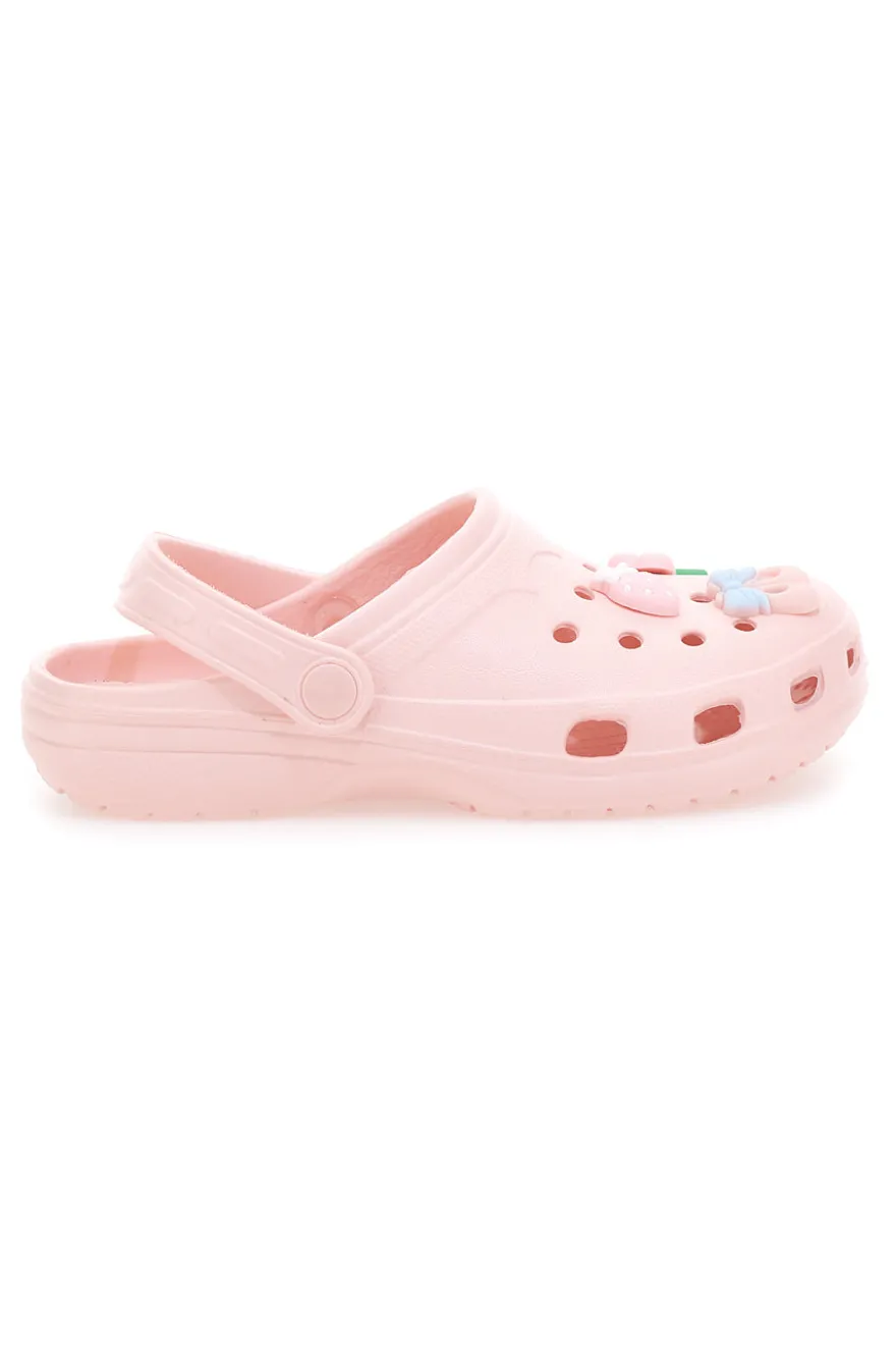 Rosa Clog-Hausschuhe mit Schmetterlings- und Blumenapplikationen 2T2L 726