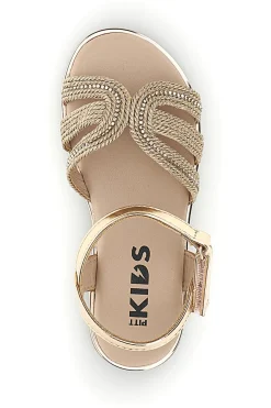 Rosa Gold Sandalen mit geflochtenen Riemen Pitt Kinder 392625S