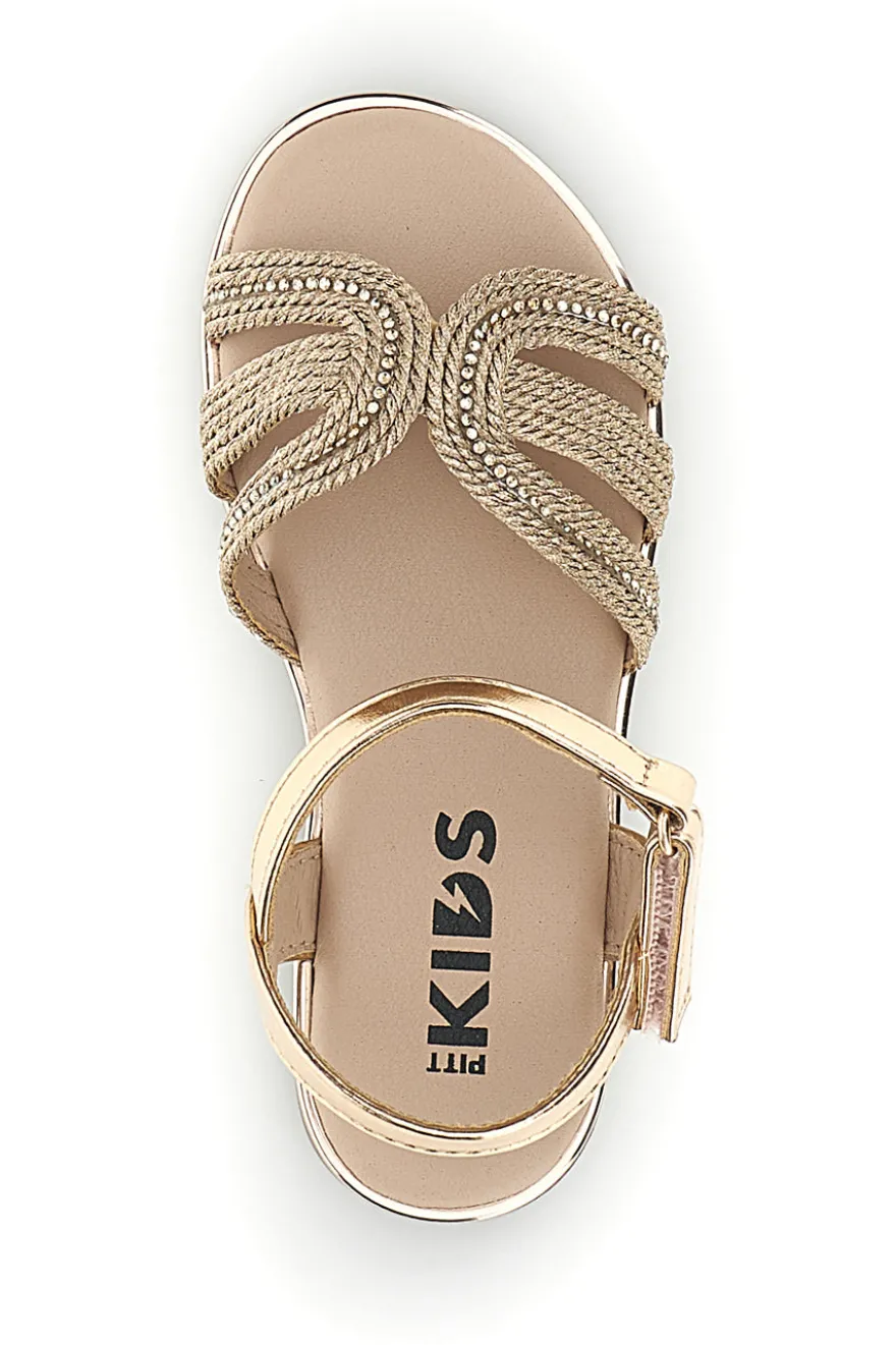 Rosa Gold Sandalen mit geflochtenen Riemen Pitt Kinder 392625S