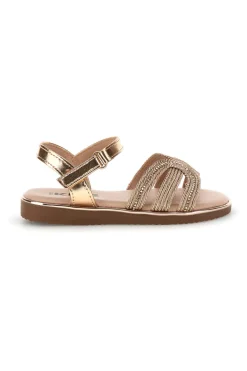 Rosa Gold Sandalen mit geflochtenen Riemen Pitt Kinder 392625S