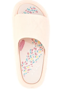 Rosa Gummi-Slipper mit breitem, verziertem Fußbett 2T2L 1055