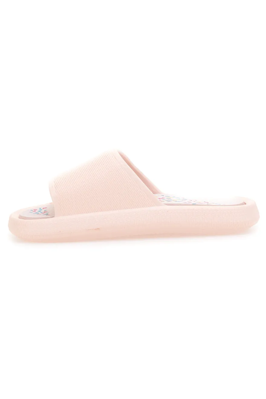 Rosa Gummi-Slipper mit breitem, verziertem Fußbett 2T2L 1055