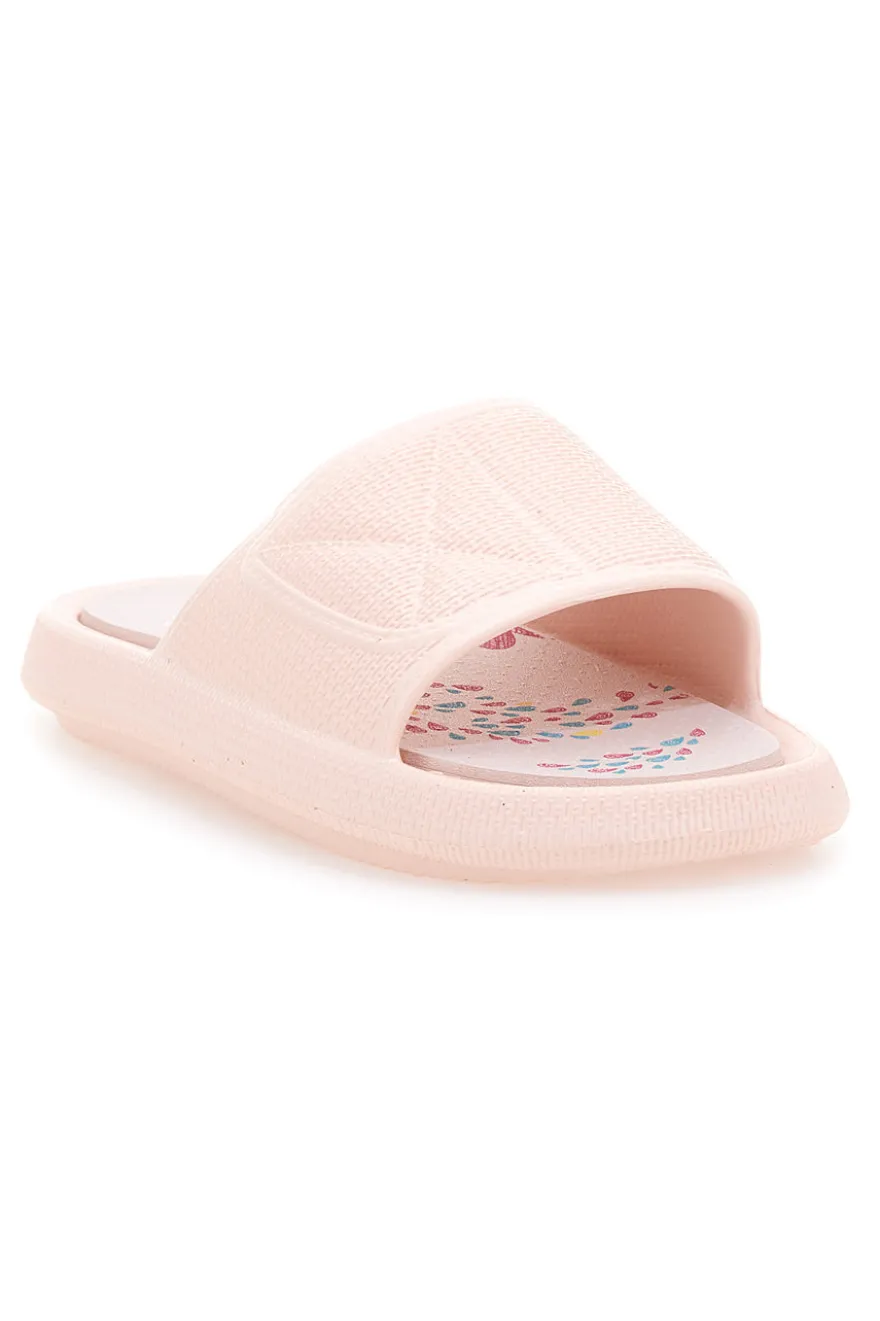 Rosa Gummi-Slipper mit breitem, verziertem Fußbett 2T2L 1055